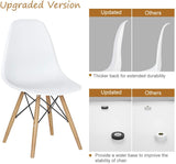 Giantex DSW Dining Chair, Pre Assembled Mid Century Style Wood Dining Chairs, Modern DSW Chair, Shell Lounge Plastic Side Chair for Kitchen, Dining, Bedroom, Living Room, Set of 4, White