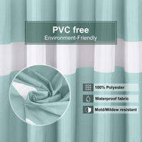 Stripe Shower Curtain Waterproof Fabric with Hooks Machine Washable
