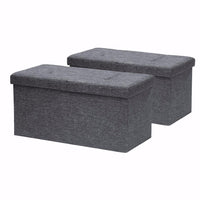 Linen Fabric Ottoman with SMART LIFT Top - 2 Piece Set