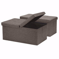 Linen Fabric Ottoman with SMART LIFT Top - 2 Piece Set