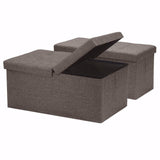 Linen Fabric Ottoman with SMART LIFT Top - 2 Piece Set