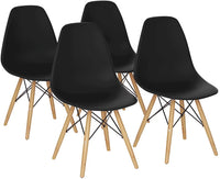 Giantex DSW Dining Chair, Pre Assembled Mid Century Style Wood Dining Chairs, Modern DSW Chair, Shell Lounge Plastic Side Chair for Kitchen, Dining, Bedroom, Living Room, Set of 4, White