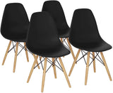 Giantex DSW Dining Chair, Pre Assembled Mid Century Style Wood Dining Chairs, Modern DSW Chair, Shell Lounge Plastic Side Chair for Kitchen, Dining, Bedroom, Living Room, Set of 4, White