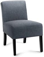 Fabric Accent Chair, Contemporary Leisure Side Chair w/Thick Sponge Cushion, Wood Legs, Weight Capacity 330 Lbs, Upholstered Armless Accent Chair for Living Room, Bedroom (1, Sapphire)