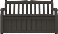 Solana 70 Gallon Storage Bench Deck Box for Patio Furniture, Front Porch Decor and Outdoor Seating – Perfect to Store Garden Tools and Pool Toys, Brown