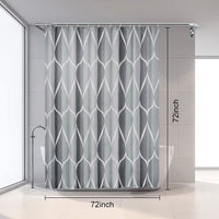 Shower Curtain Polyester Fabric Machine Washable with 12 Hooks 72x72 Inch (Grey)