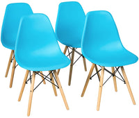 Giantex DSW Dining Chair, Pre Assembled Mid Century Style Wood Dining Chairs, Modern DSW Chair, Shell Lounge Plastic Side Chair for Kitchen, Dining, Bedroom, Living Room, Set of 4, White
