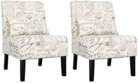 Accent Chair Armless Elegant Design Single Sofa with Lumbar Pillow, Wood Leg, Mid-Century Fabric Chair