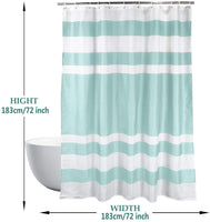 Stripe Shower Curtain Waterproof Fabric with Hooks Machine Washable