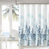 Stripe Shower Curtain Waterproof Fabric with Hooks Machine Washable