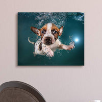Underwater Dogs Jack Russell 21 3/4"W Glass Graphic Wall Art