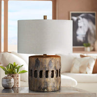 Decklin Weathered Wood Accent Table Lamp