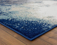 Beverly Collection Modern Soft Abstract Blue Gold Grey Area Rug