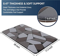 Anti Fatigue Kitchen Mat, Easoger Comfort Mat, 17.3"x 28" & Abstract Square Pattern Rug, Cushioned Kitchen Floor Mat Ergonomic for Standing Desk Office, Kitchen, Laundry