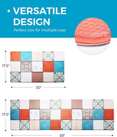 Pretigo Anti Fatigue Kitchen Rug Set 2 Piece Non Slip Cushioned Floor Comfort Mat Waterproof Comfort Standing Kitchen Rug Colorful Pattern 17.5"x59" +17.5"x30"