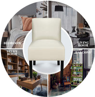 Fabric Accent Chair, Contemporary Leisure Side Chair w/Thick Sponge Cushion, Wood Legs, Weight Capacity 330 Lbs, Upholstered Armless Accent Chair for Living Room, Bedroom (1, Sapphire)