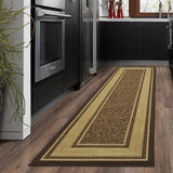 Brown Bordered Design Area Rug - Non-Slip/ No Skid