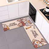 Tosuoka Kitchen Mat 2 Pieces Cushioned Anti Fatigue Kitchen Mats for Floor, Waterproof Kitchen Rugs and Mats Non Skid Washable Ergonomic Standing Kitchen Runner Rug Set for Home, Office, Sink, Laundry