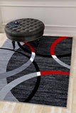 Modern Abstract Circles Red Gray Soft Area Rug