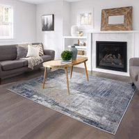 Hampstead Collection Dark Blue Modern Soft Area Rug
