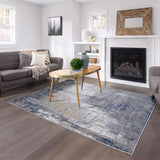 Hampstead Collection Dark Blue Modern Soft Area Rug