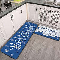 2 Piece Christmas Set Cushioned Anti Fatigue Rustic red Snowflake Christian Cross Angel Kitchen Rug Non Slip Comfort Mats PVC Standing Mat Indoor Outdoor (17.7"x 29.5"+17.7"x 59")