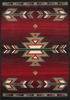Southwest Black Red Ivory Low Pile Area Rugs