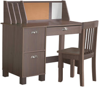 Wooden Study Desk for Children with Chair, Bulletin Board and Cabinets, Gift for Ages 5-10