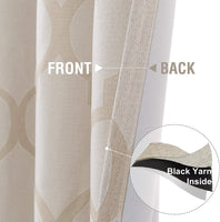 Moroccan Tile Linen Textured Curtains Printed Curtain Panel Thermal Insulated Window Treatment 1 Panel 45 Inch Beige