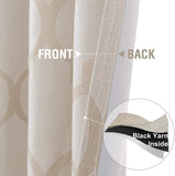 Moroccan Tile Linen Textured Curtains Printed Curtain Panel Thermal Insulated Window Treatment 1 Panel 45 Inch Beige