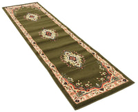 Traditional Medallion Green Soft Area Rug