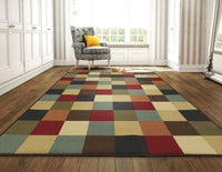 Checks Design Multi-color Area Rug Non-Slip/ No Skid