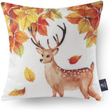 Fall Throw Pillow Cover Autumn Harvest Animals and Maple Leaves - Set of 4