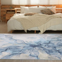 Aquabury Modern Floral Ivory Blue Area Rug