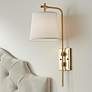 Seline Warm Gold Finish Adjustable Plug-In Wall Lamp with Dimmer