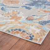 Aquabury Modern Floral Ivory Blue Orange Soft Area Rug