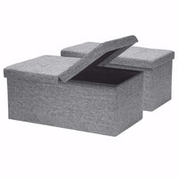 Linen Fabric Ottoman with SMART LIFT Top - 2 Piece Set