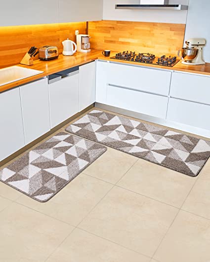 Kitchen Rugs and Mats Non Skid Washable Set of 2 PCS Absorbent Runner Rugs