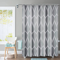 Shower Curtain Polyester Fabric Machine Washable with 12 Hooks 72x72 Inch (Grey)