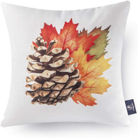 Fall Throw Pillow Cover Autumn Harvest Animals and Maple Leaves - Set of 4