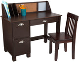 Wooden Study Desk for Children with Chair, Bulletin Board and Cabinets, Gift for Ages 5-10