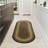 Brown Bordered Design Area Rug - Non-Slip/ No Skid