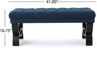 Knight Home Scarlett Fabric Ottoman Bench, Dark Blue