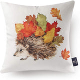 Fall Throw Pillow Cover Autumn Harvest Animals and Maple Leaves - Set of 4