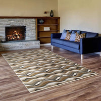 Arman Modern Ivory Beige Brown Soft Area Rug
