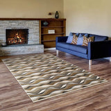 Arman Modern Ivory Beige Brown Soft Area Rug