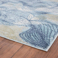 Aquabury Modern Floral Ivory Blue Area Rug
