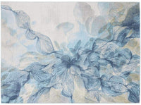 Aquabury Modern Floral Ivory Blue Area Rug