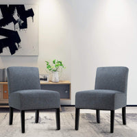 Fabric Accent Chair, Contemporary Leisure Side Chair w/Thick Sponge Cushion, Wood Legs, Weight Capacity 330 Lbs, Upholstered Armless Accent Chair for Living Room, Bedroom (1, Sapphire)