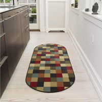 Checks Design Multi-color Area Rug Non-Slip/ No Skid
